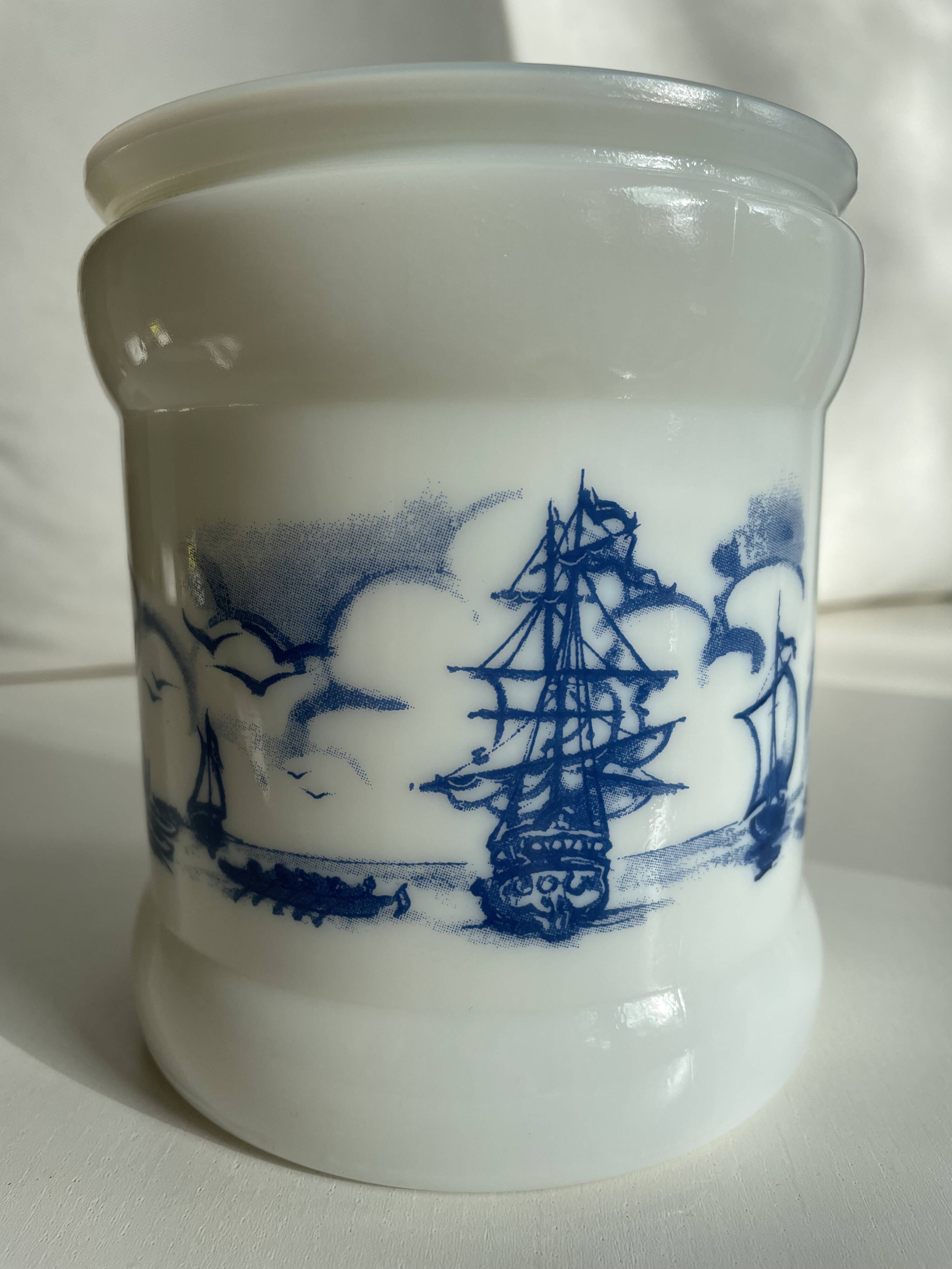 Pot à tabac opalin en verre de lait hollandais / Cave à cigares, Willem II Sigarenfabrieken Valkenswaard Holland