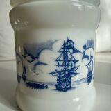 Pot à tabac opalin en verre de lait hollandais / Cave à cigares, Willem II Sigarenfabrieken Valkenswaard Holland