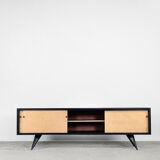 Mid-Century Elegant Black and Maple Scandinavian Vintage Sideboard, 1960s
