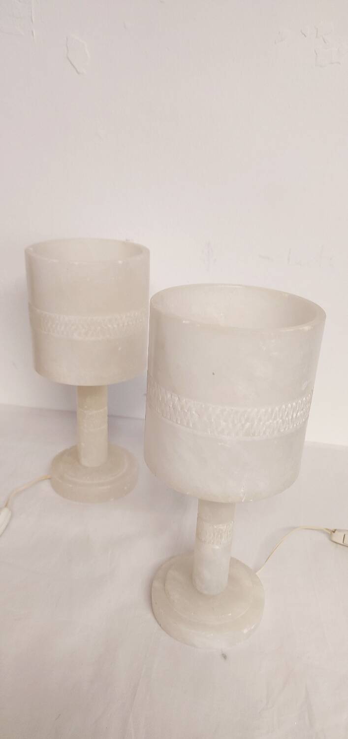 Paire de lampes de table en marbre. Espagne, années 1960.