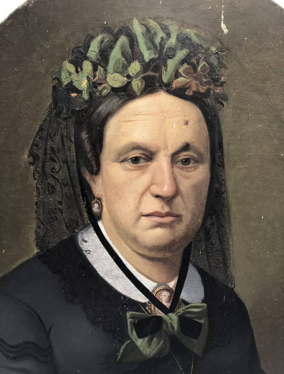 Oil painting on canvas XIX portrait Chevalier d'Eon