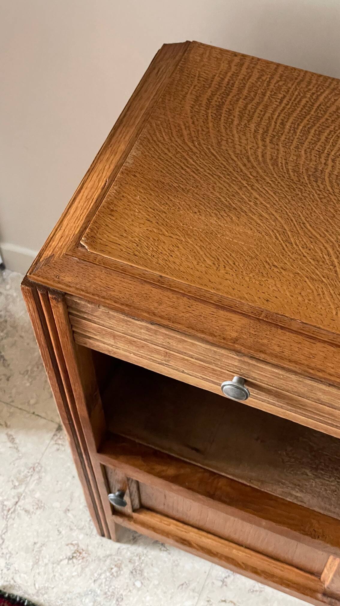 Cube bedside table in oak 1950s