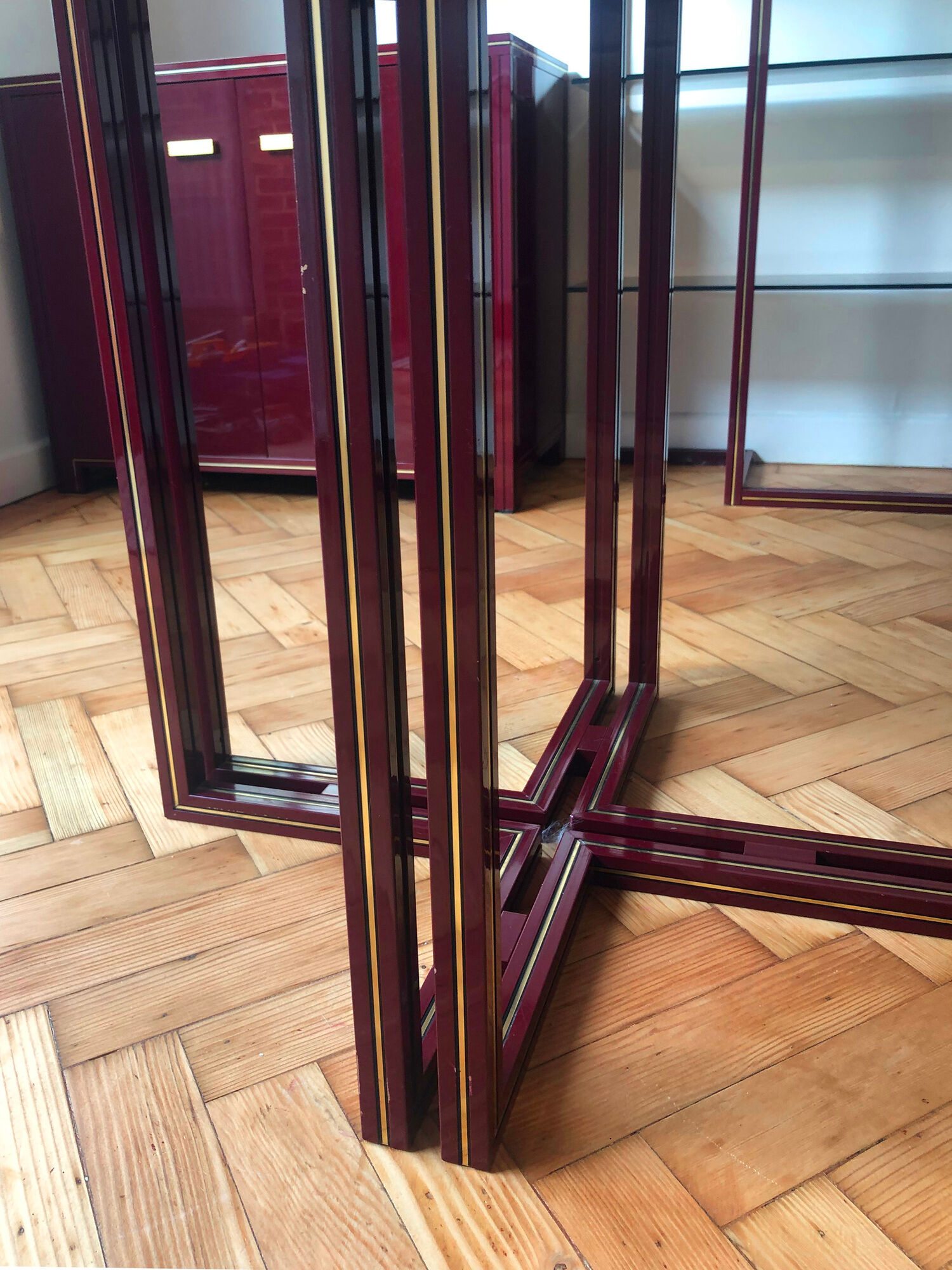 Burgundy Pierre Vandel dining table vintage 1970s