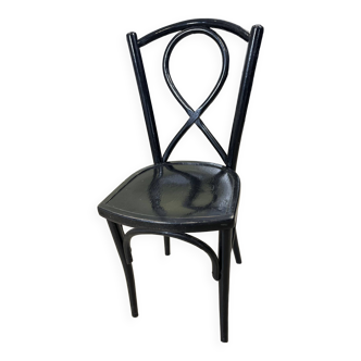 Black varnished wooden chair with pin back Luterma 1950s France