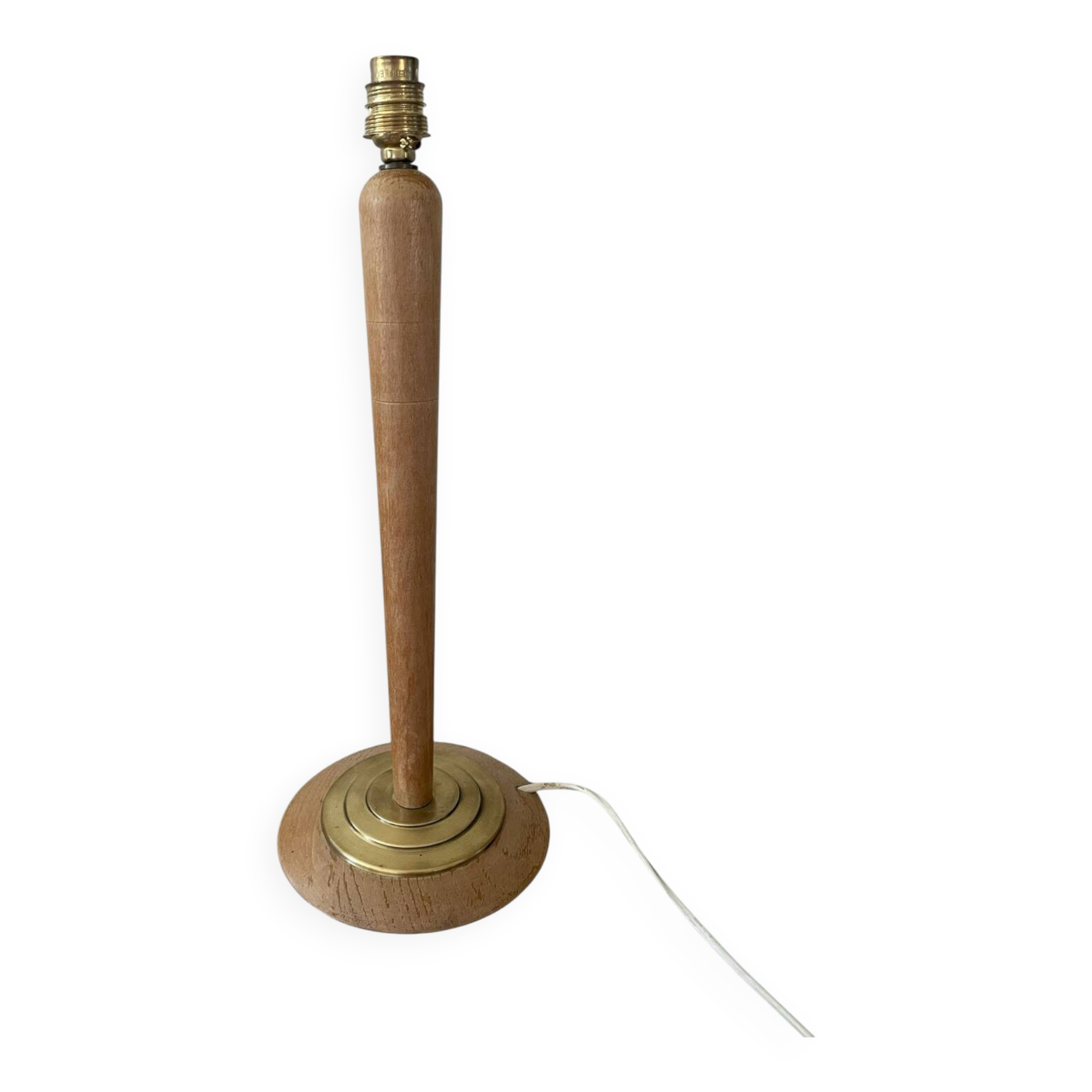 Pied de lampe hêtre et laiton style Mazda