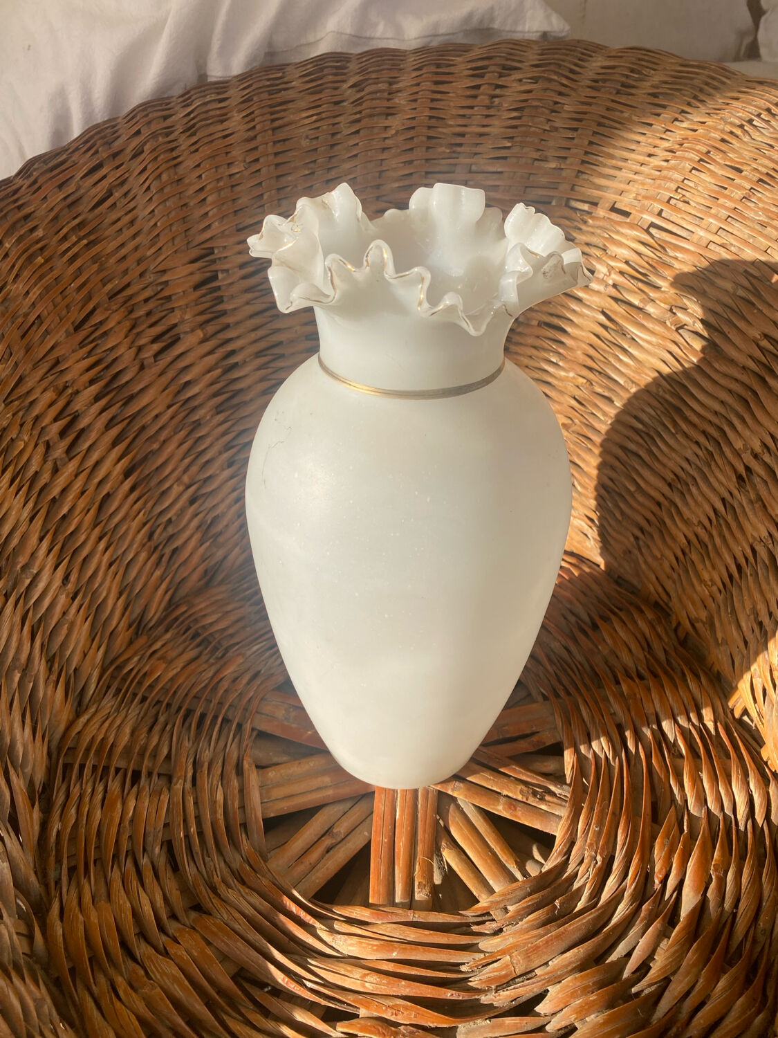 Antique enamelled opaline vase