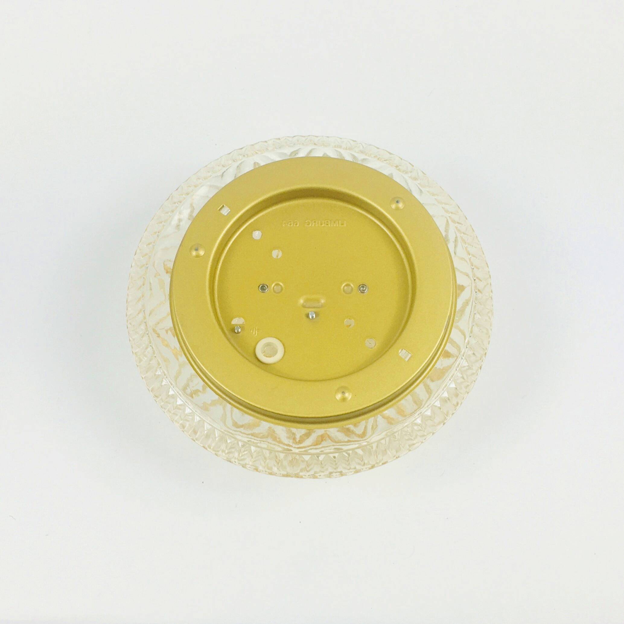Geometric Amber Glass Wall Light/Ceiling Light from Limburg, Germany, 1970s