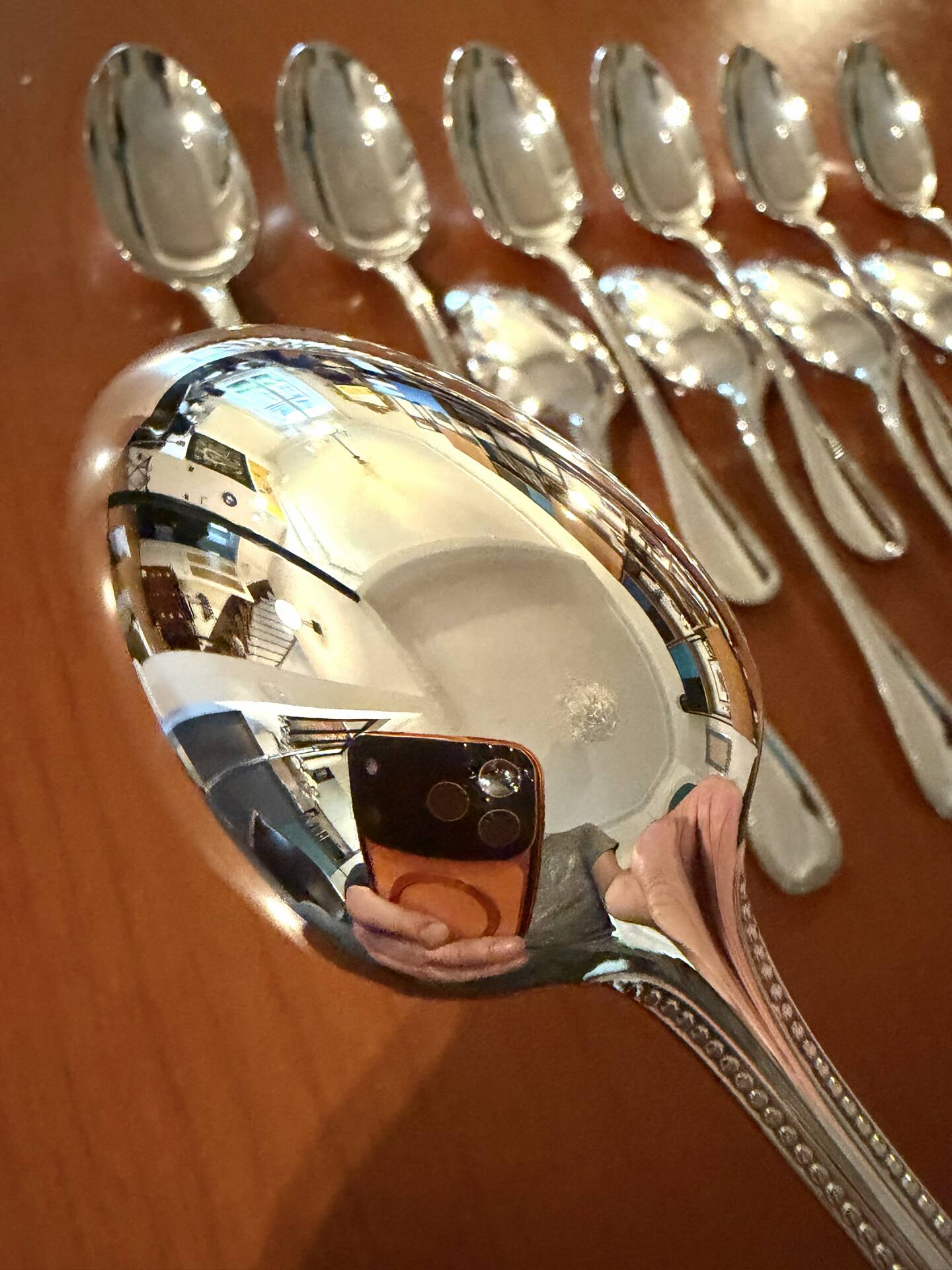 Christofle pearls, dessert cutlery 12 forks 12 spoons 17cm