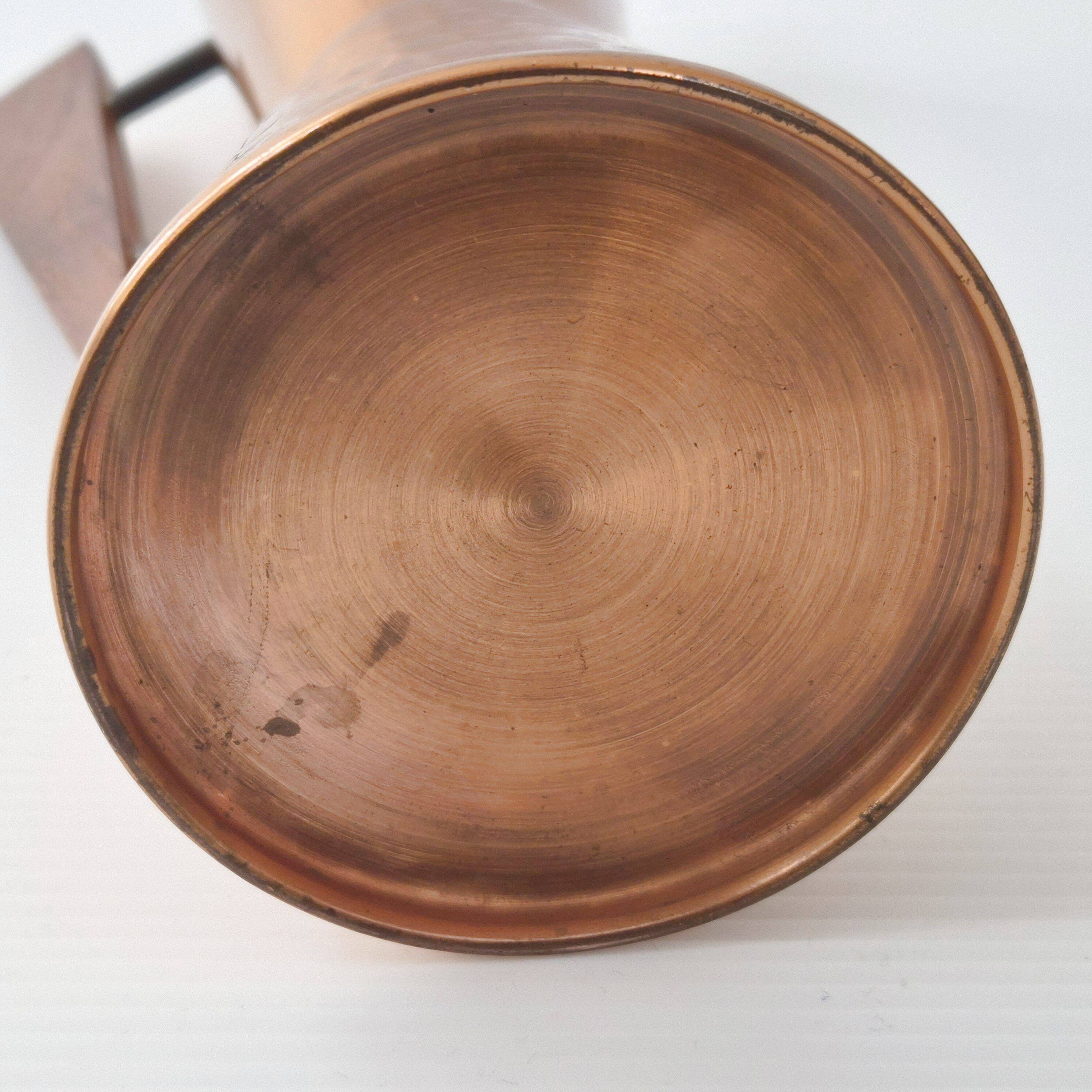 Vintage scandinavian vase denmark 1960 dahlmann in teak & hammered copper 60s