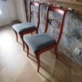 Rare - Set of 4 Louis Philippe/restoration style chairs with medallion - Blue / cherry color