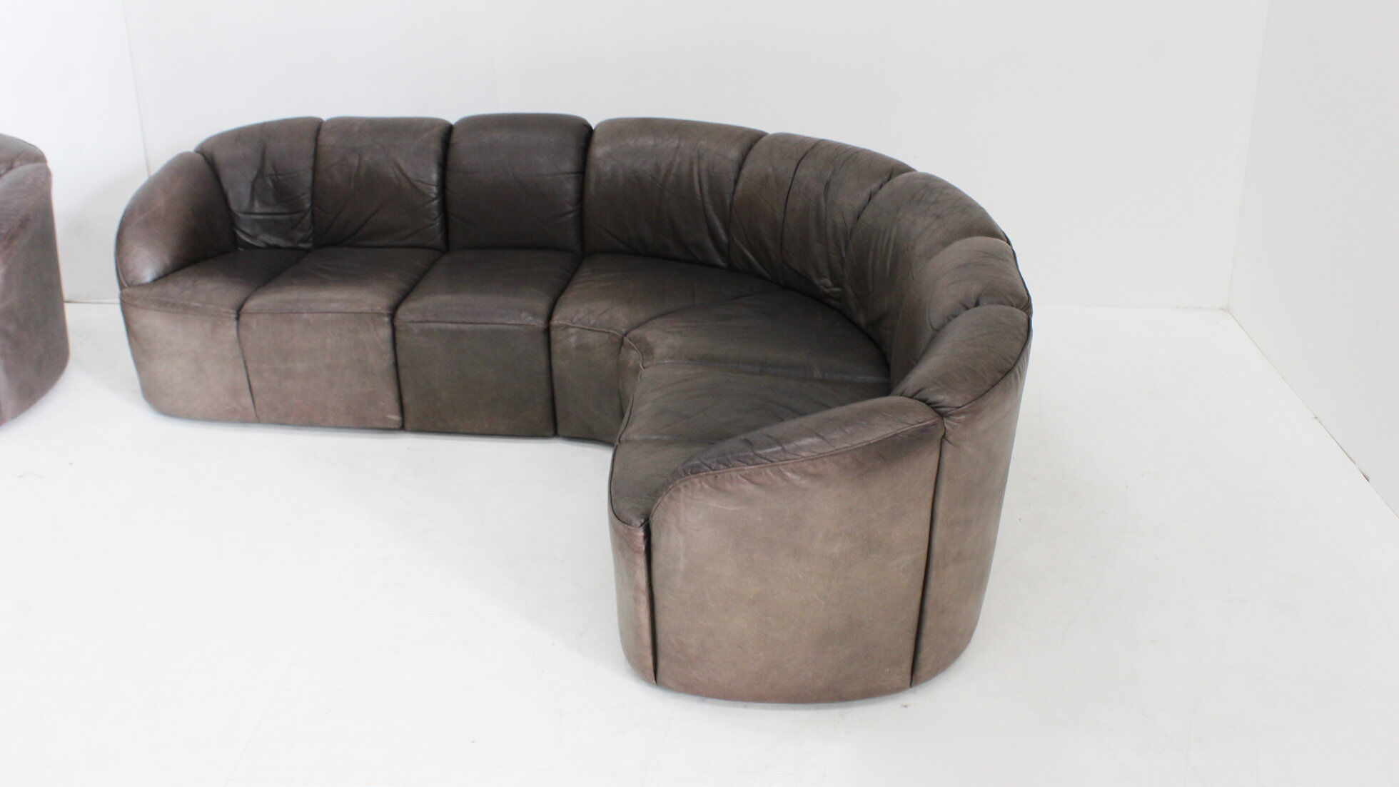 Vintage modular leather sofa and armchair Walter Knoll Piccolino 1960s