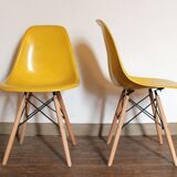 2 Yellow DSW Chairs by Charles and Ray Eames for Herman Miller