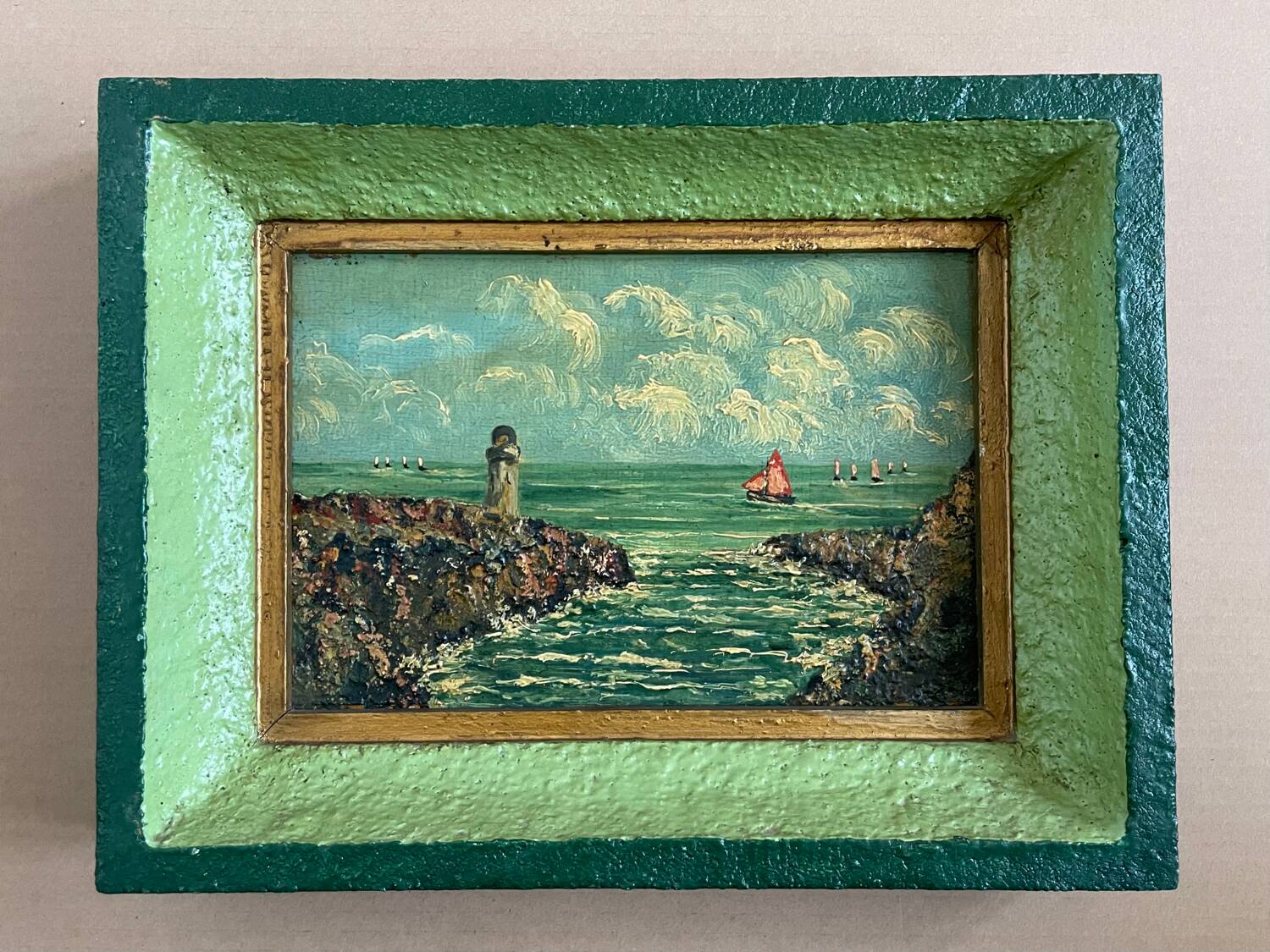 Old painting, seaport