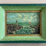 Old painting, seaport