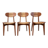 Set of 3 vintage Roger Landault "Ellipse" Sentou chairs 1957