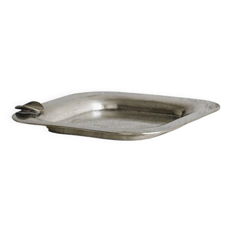 Square ashtray in patinated metal