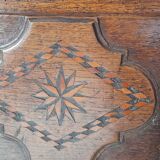 Old marquetry and solid wood chest