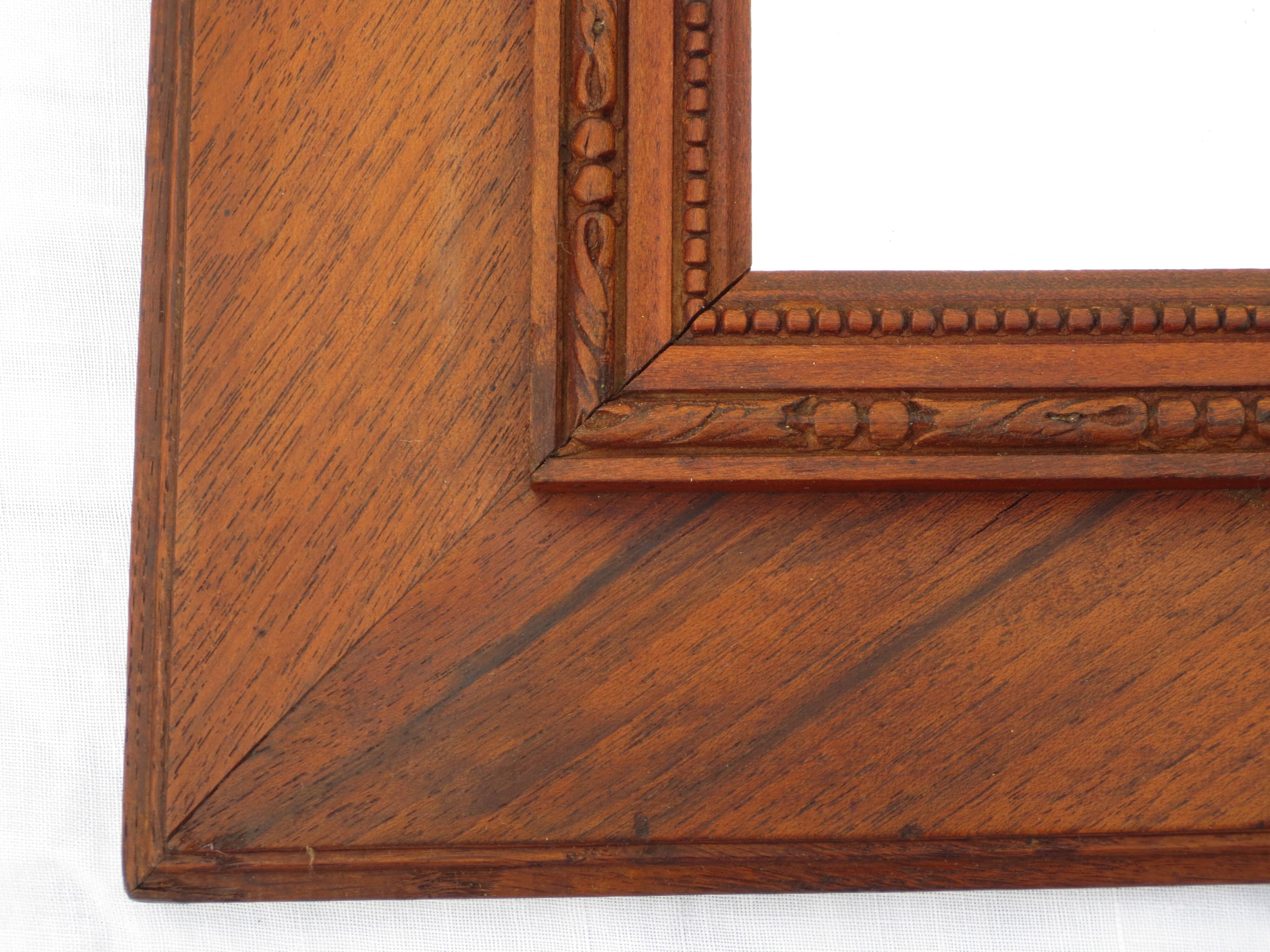 Rectangular antique mirror, wooden frame 37x55cm