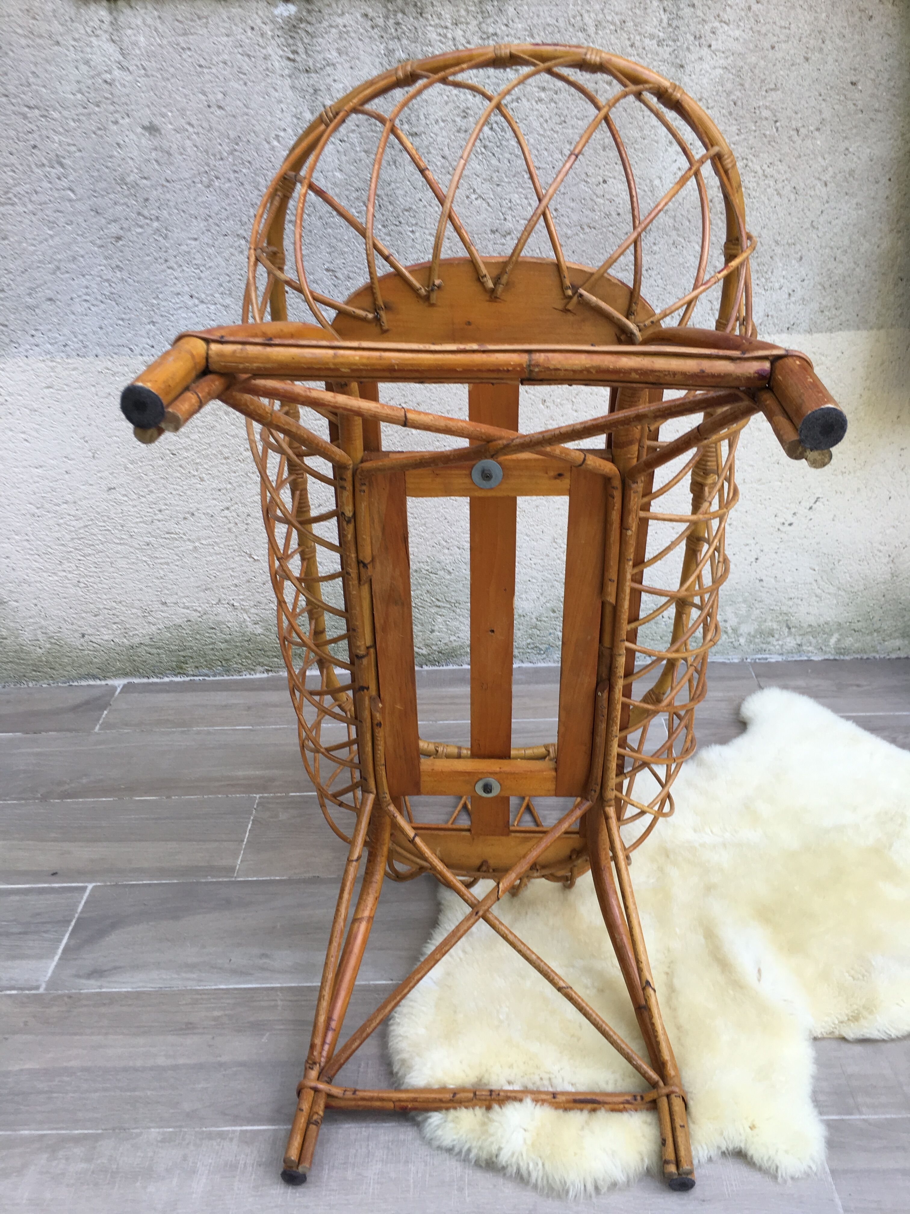 Vintage rattan cradle