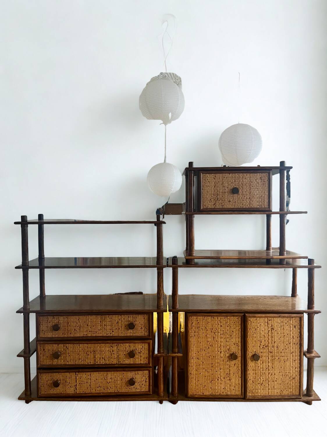 Modular rattan library Maugrion for Rochebobois