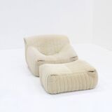 Beige Cinna Sandra Armchair & Footstool by Annie Hiéronimus for Ligne Roset