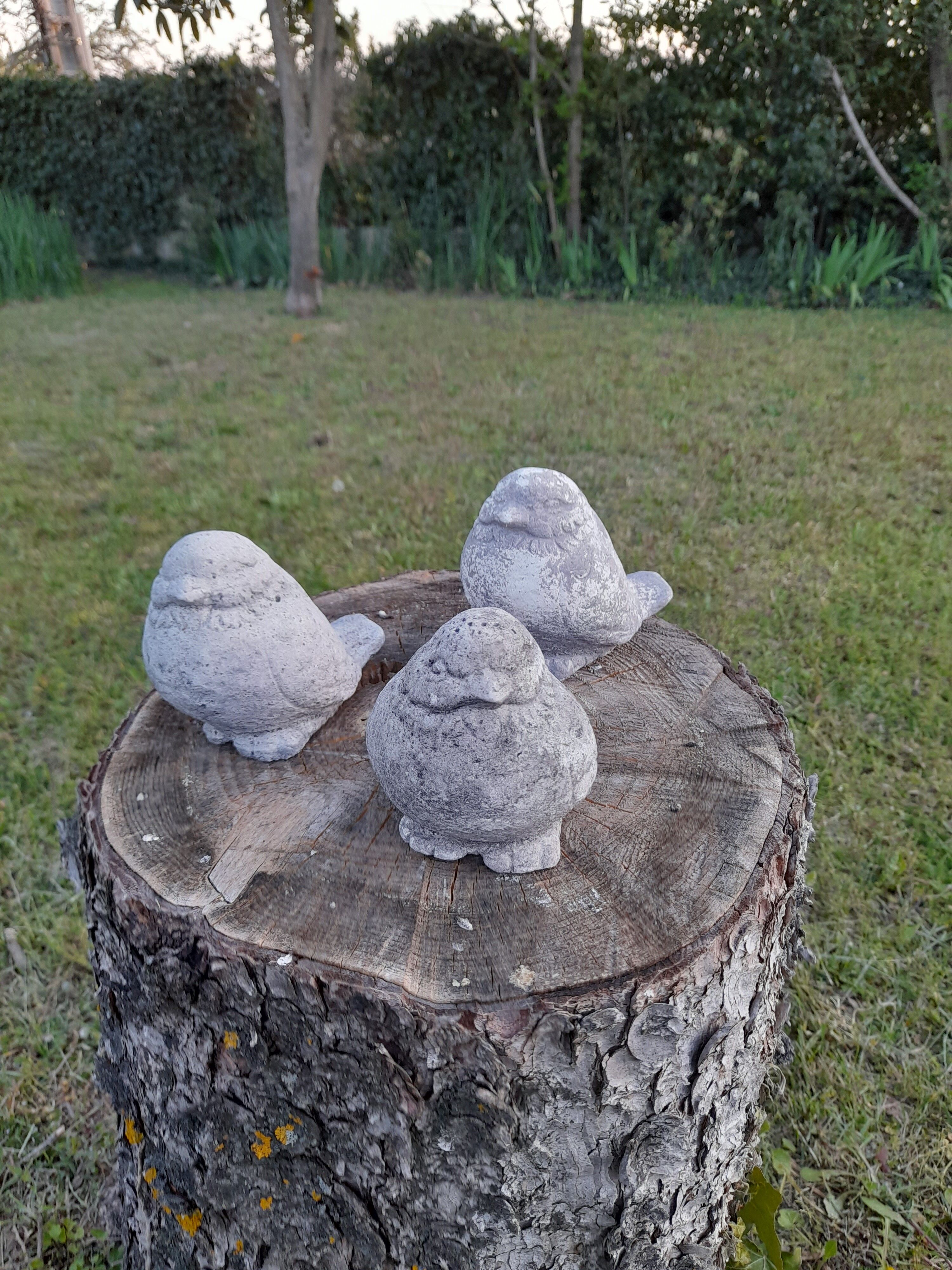 Set of 3 stone garden birds