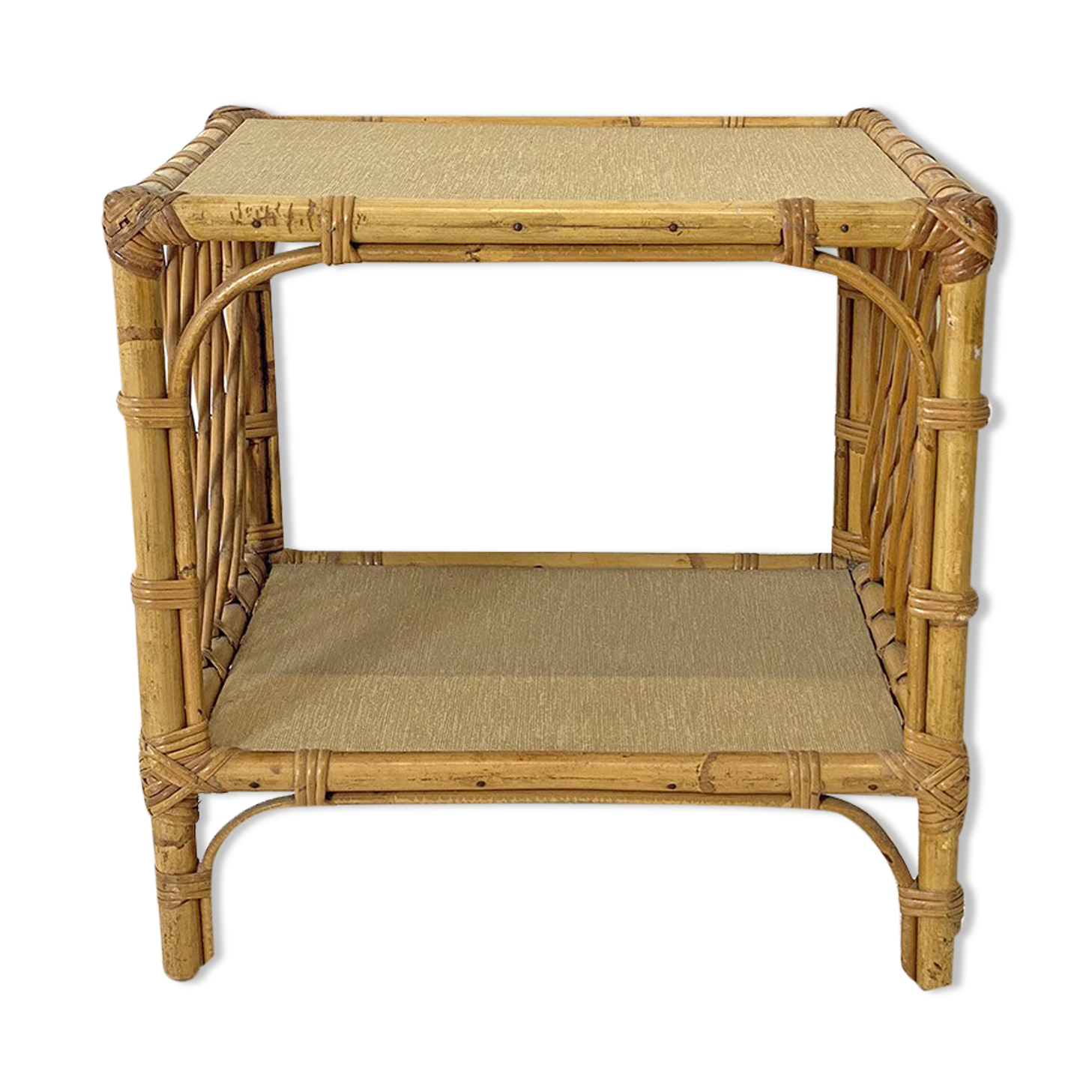 Side table in vintage rattan 70's