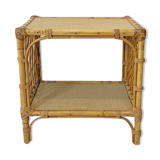 Table d'appoint en rotin vintage 70's