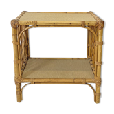 Table d'appoint en rotin vintage 70's