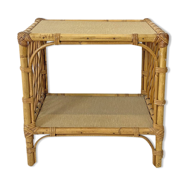 Table d'appoint en rotin vintage 70's