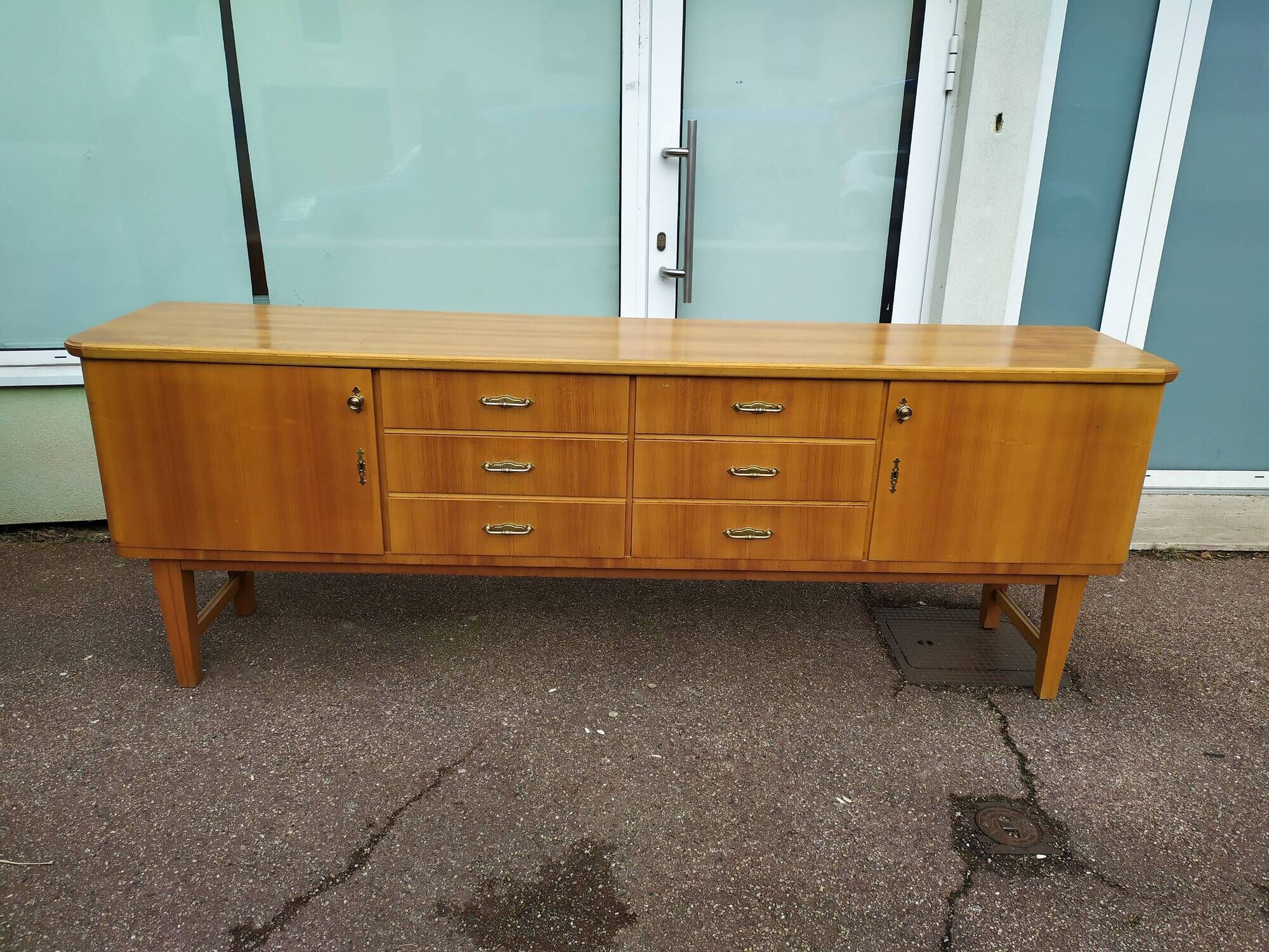 Vintage sideboard from the 50s and 60s in wood 245cm