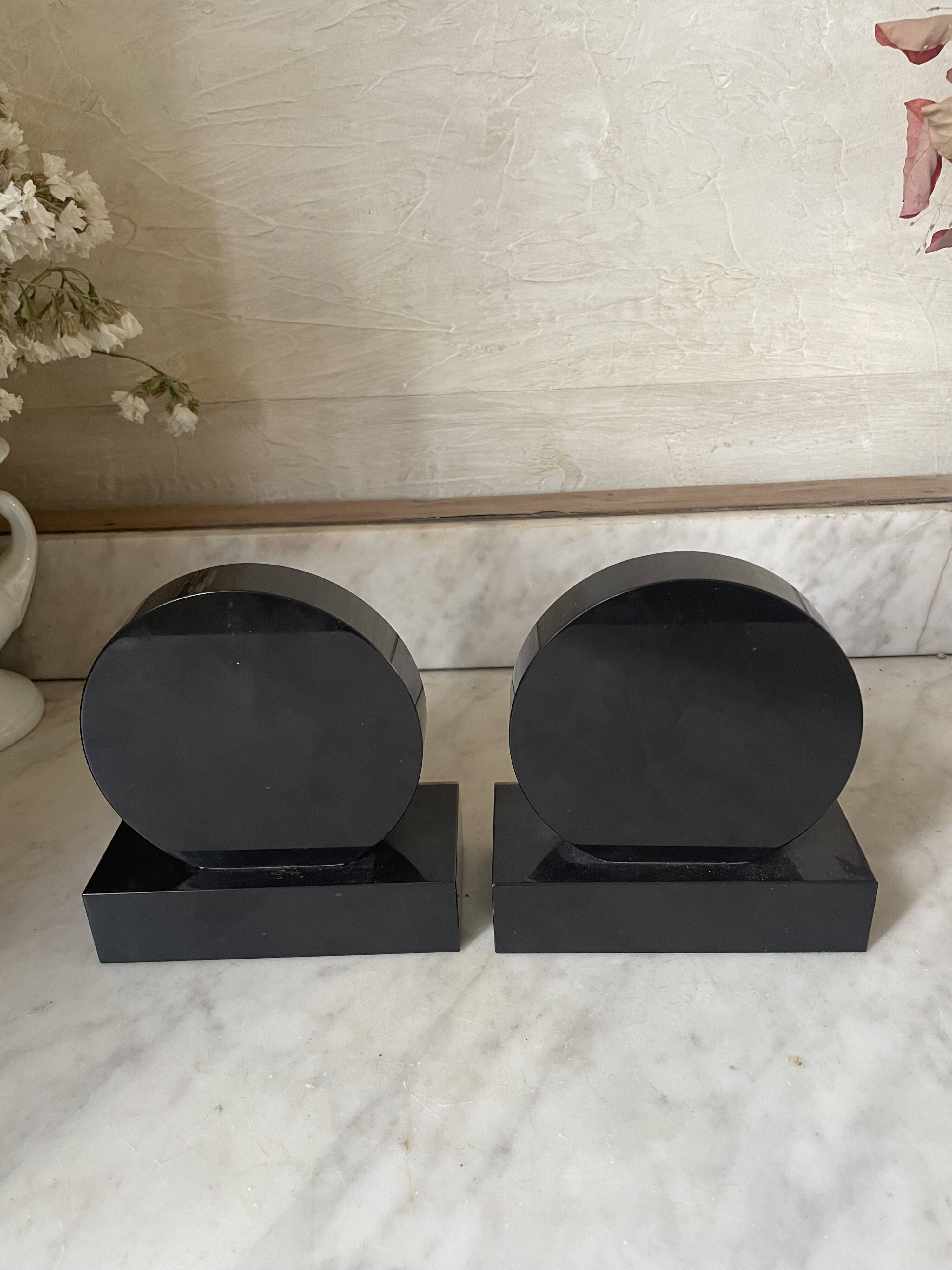 pair of marble and onyx Art Deco bookends