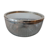 Old crystal salad bowl cut and mount solid silver poincon minerva, baccarat