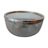 Old crystal salad bowl cut and mount solid silver poincon minerva, baccarat