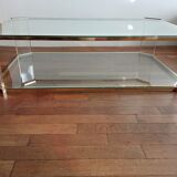 Table basse Italienne laiton et plexiglass 1970
