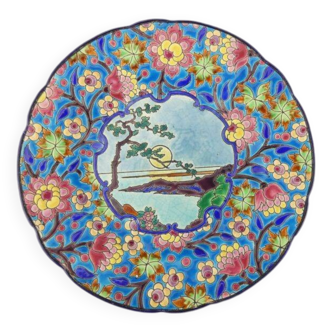 Assiette décorative en émaux de Longwy