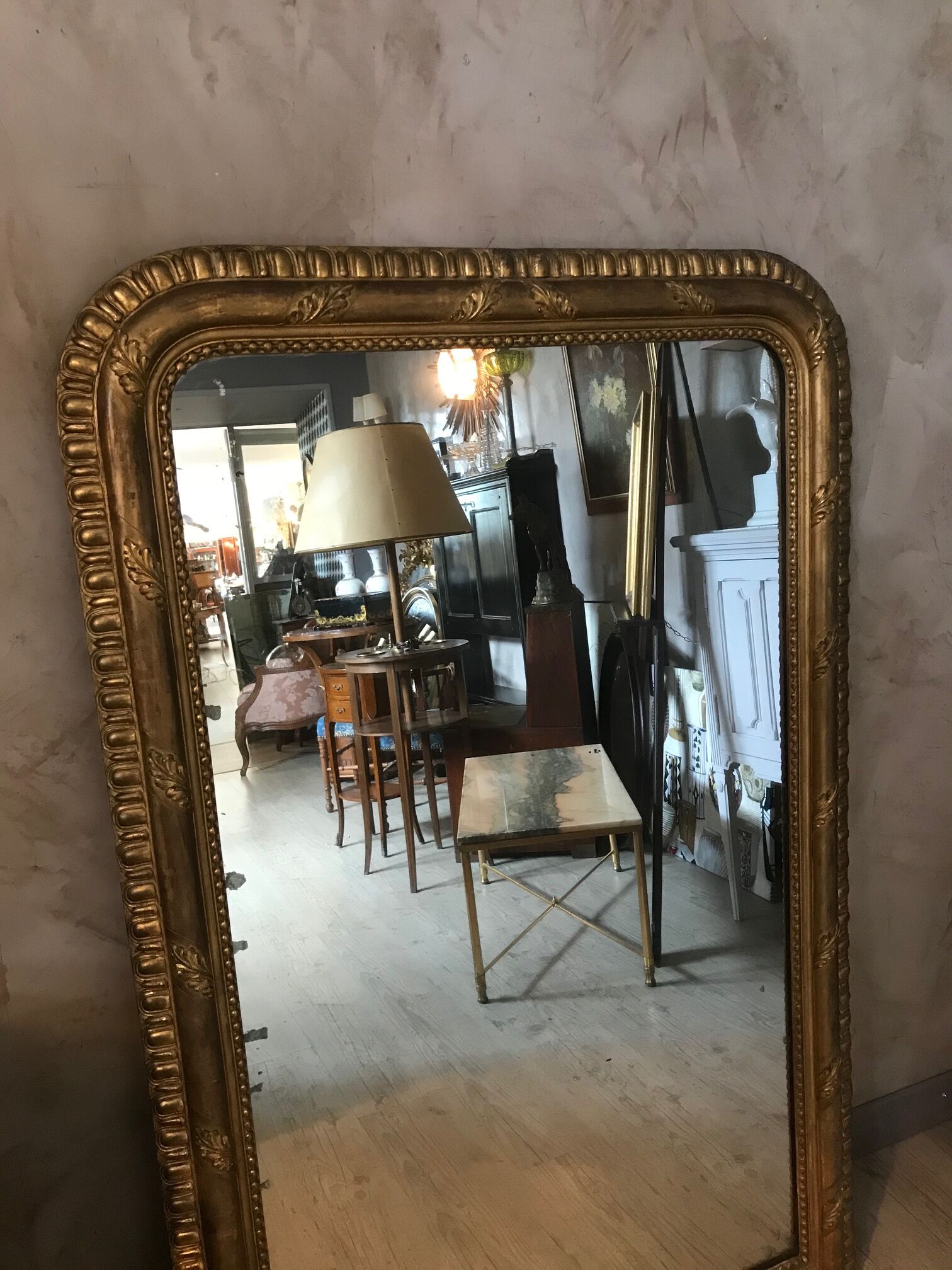 Golden wood mirror - 140x88cm