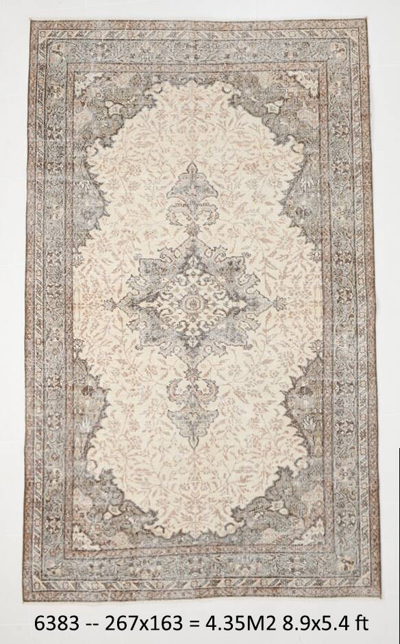 5x9 Classic Brown & Beige Vintage Rug, 163x267Cm
