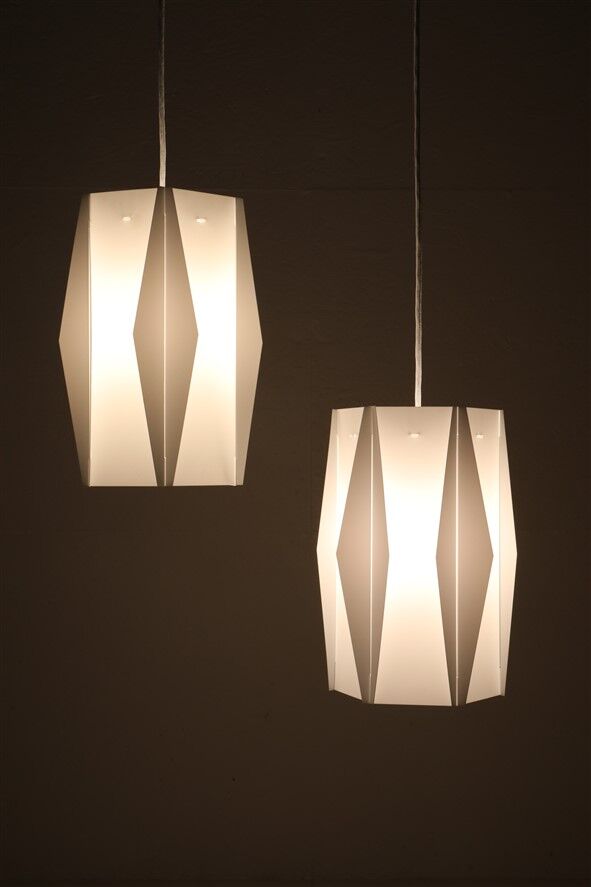 Rare set of 2 pendant lamps by Lars Schiøler for Hoyrup / Hoyruplight / 1960s-1970s