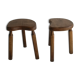 Lot of 2 low stools in solid raw wood