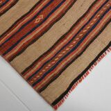 2x8 Red Striped Kilim Runner Rug, 75x254Cm