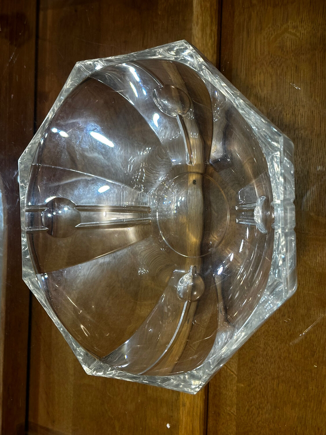 Hexagonal Crystal Bowl / Ashtray Art Deco Period