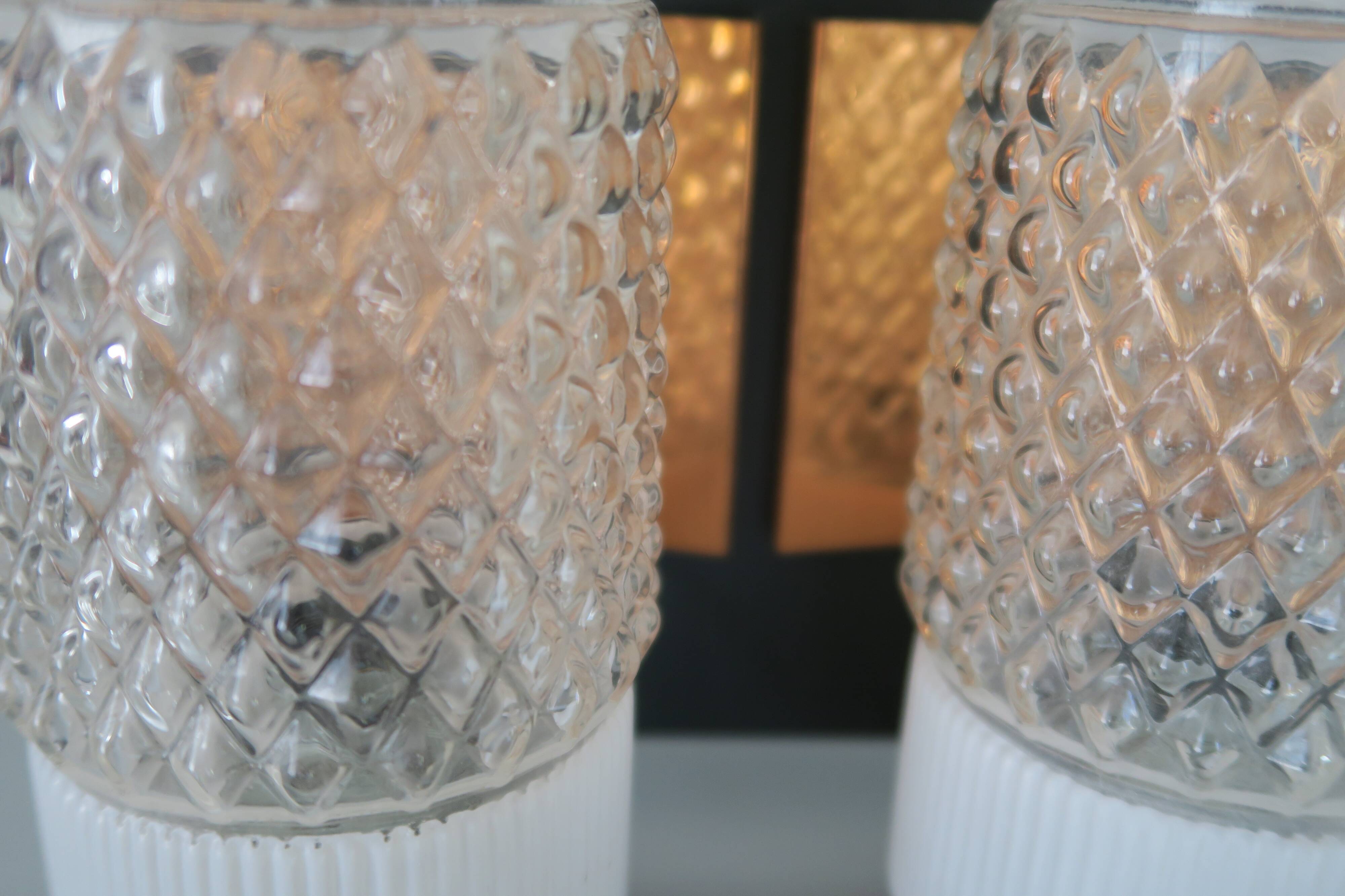 Pair of vintage double wall lights Neuhaus Leuchten 1950 with label.