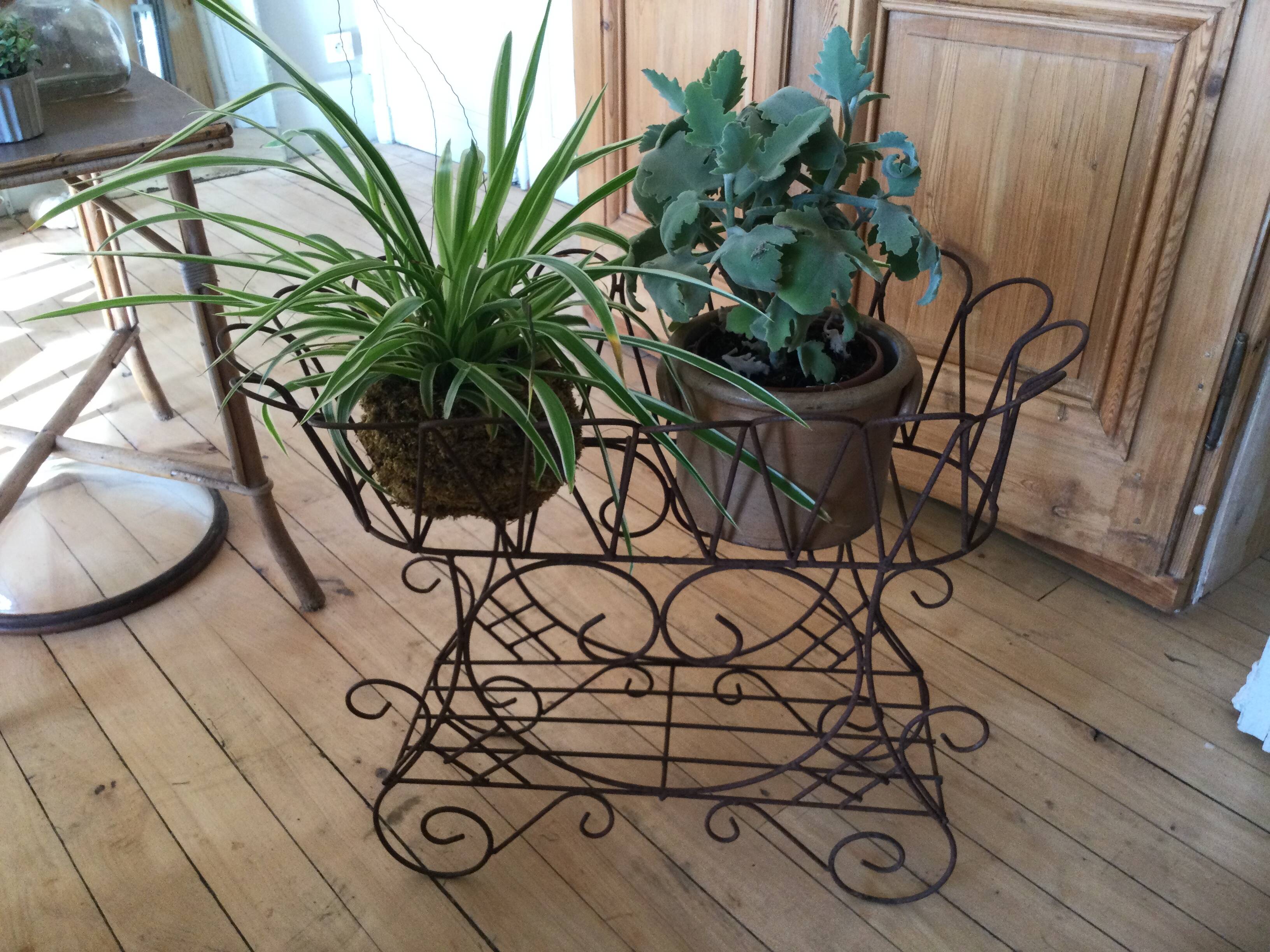 Antique iron plant stand