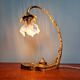 Art Nouveau table lamp in gilded bronze and opalescent glass