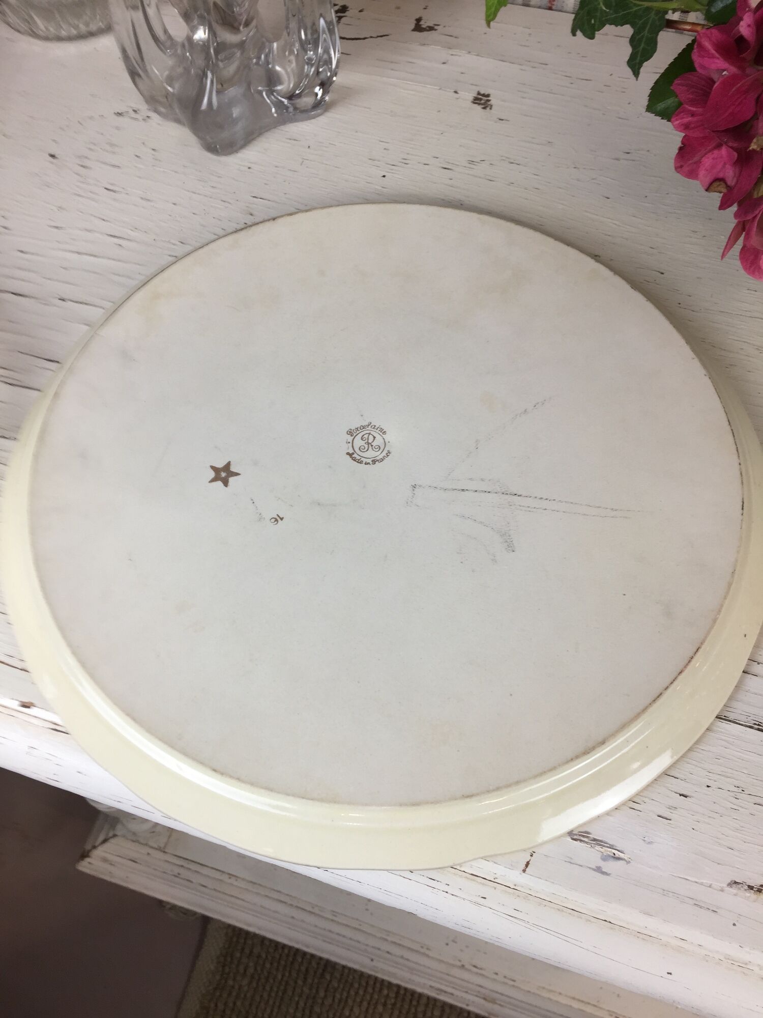 Round dish floral decoration made in france porcelain Limoges