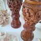 Candlestick / Vase in carved exotic wood