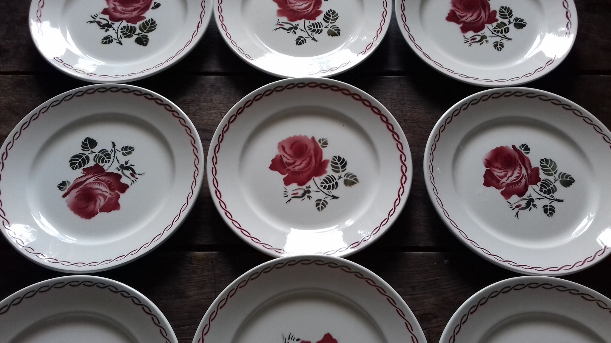 Lot 9 plates Badonviller germaine rose 1940