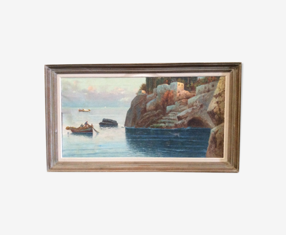 Tableau peinture à l'huile Palerme Sicile 1950