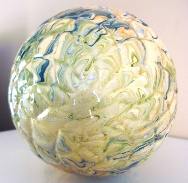 Pomme de pin, céramique, terre cuite émaillée, couleurs mêlées, vives,32cm